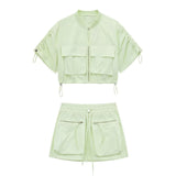 Znbbw New Pocket Decoration Short Shirt Coat Tooling Miniskirt 3067421