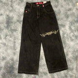 Znbbw Baggy Jeans Street Hip-Hop Rock Pattern Harajuku Wide-Legged Straight-Leg Pants