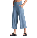 Znbbw Wide-Leg Pants Nine Cents Solid Color Pocket Loose Comfort Sports Leisure Wear Fitness Yoga Pants