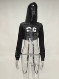 Znbbw Spring Women's Wear New Buttonhole Strap Hooded Long-Sleeved Dark Gothic Halloween Sweater