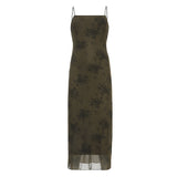 2025 New Women's Wear Street Hot Girls Retro Dark Cool Girl Dirty Print Sling Long Skirt Girl