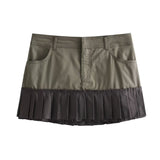 Znbbw Decorative Trench Coat Fabric Coat 3067020 507 Spliced Wide Pleated Mini Skirt 4661403 Set