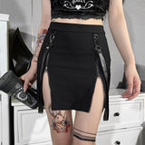 Znbbw Dark Wind Spring's New Double Zipper Bag Hip Fork Goth Design Tight Half Skirt Woman