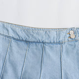 Znbbw New Pleated Fashion Short Denim Skirt 6147102