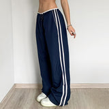 Street Sports Ribbon Color Casual Pants 2024 Spring And Summer New Elastic Waist Belt Loose Wide-Leg Trousers Tide