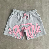 Znbbw Aesthetic High Street Hip-Hop Printed Letter Short-Sleeved T-Shirt Shorts Men's Summer Tide Brand Leisure Sports Suit