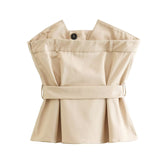 Znbbw Spring Style Belt Shoulder-Length Blouse With Belt Double-Breasted Skirt Suit
