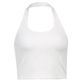 Ins New Women's Wear Fashion Street Photo Hanging Neck Sexy Back Solid Color Tight Short Vest