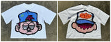 Znbbw Loose Y2k Top Happy Hip Hop Print Short-Sleeved Goth T-Shirt Lovers' Sweatshirt Men's Wear