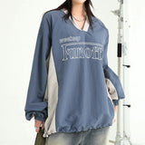 Street Color Casual V-Collar Loose Coat 2024 Spring / Summer Style Rope Design Basic Comfortable T-Shirt Sweater