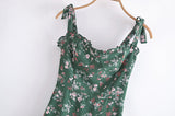 Znbbw New Pastoral Spring Style Small Broken Flower Print Slim Skirt With Braces