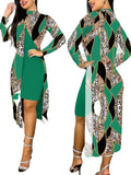 Znbbw New Women's Wear 2024 Fashion Split Printing 2-Piece Set