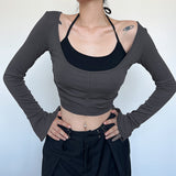 Fashionable Split Horn Sleeve Pull-Rope Blouse Two-Piece Set Of New Spicy Girls In Spring And Summer 2024 Slim And Slim Suit