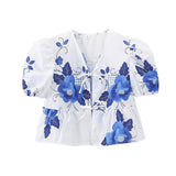 Znbbw Spring Lapel Lace Printed Shirt Blouse