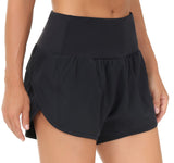 Znbbw Two Pairs Of Sports Shorts Female Rear Zipper Pocket Anti-Walking Speed Of Light Dry Loose Running Fitness Yoga Pants