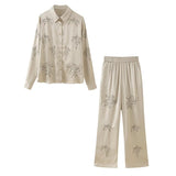 Znbbw Street Style Beaded Embroidered Shirt With Beaded Embroidered Pants In Spring 2024