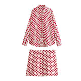 Znbbw Loose Sagging Long-Sleeved Casual Shirt 9878100 Printed Half Skirt 9878100 Set
