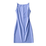 Znbbw New Spring Style One-Word Pleated Solid-Color Dress Sexy Sling Hip Skirt