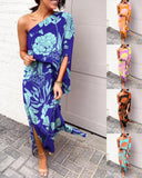 Znbbw Independent Station Sexy And Fashionable Style Oblique Shoulder Single-Sleeved Dress