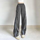 Fashionable Winter New 2025 Women's Wear High Waist, Thin, Loose, Casual Color Stripe Design Woven Trousers