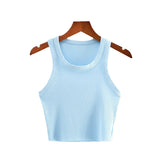 Znbbw New Round Collar Solid Color Sports Short Blouse With A Slimmed Edge, A Small Vest.