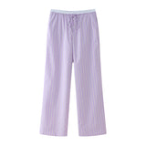 Znbbw New Striped Poplin Blouse 3152024 Design Pants 3152410