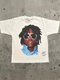 Znbbw Men's T-Shirts Retro Portraits Print Short-Sleeved T-Shirts Y2k Gothic Harajuku Hip-Hop Couple Relaxed