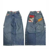 Znbbw Wide-Legged Jeans Jnco Street Hip-Hop Personality Y2K Straight Casual Pants