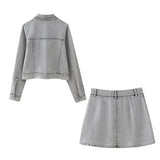 Znbbw New Artificial Pearl Denim Jacket 5862065 Miniskirt 5862066