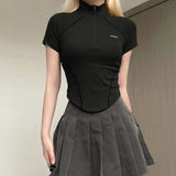 New Women's Wear 2024 Spring / Summer Street Celebrity Ins Spice Girl Locomotive Fengming Line Hit Color T-Shirt