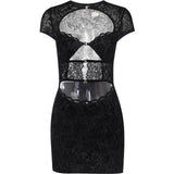 Znbbw Autumn New Spicy Girls Sexy Slim Hip Skirt Fashion Flocking Lace Hollowed-Out Dress Woman