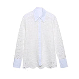 Znbbw Suits Of New Embroidered Hollowed-Out Shirt And Skirt In Summer