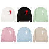 Znbbw Color Love Jacquard Knitted Long-Sleeved Sweater For Men And Women 2024 Autumn And Winter Lovers' Blouse