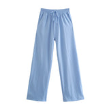 Znbbw New Pocket Pendent Loose Shirt Elastic Waist Pant Suit