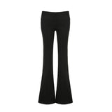 Ins Fashion Trend Pure Color Spicy Girls Low Waist Hip Base Wide Leg Leisure Trumpet Trousers 2024 New Style