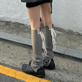 Ins Fashion Fashion Tie Girl Bowknot Knitting JK Style Solid Color Pile Socks 2024 Spring / Summer New Style