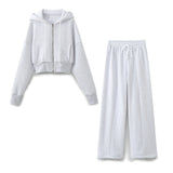 Znbbw New Hooded Short Sweater 8417304 Loose Flannelette Jogging Trousers 8417303 Suit