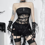 Znbbw Summer 2024 New Vest Hot Girl Sexy Micro-Transparent Lace Spliced Top Girl