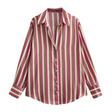 Znbbw Striped Satin Casual Shirt 8160562 In Autumn