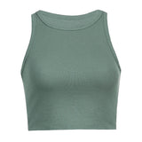 2024 New Women's Wear Rib Solid Color Knitted I-Collar Vest Exposed Navel Sexy Generation