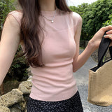 Korean Tulle Spliced Sleeveless Sweater Women's Summer 2024 New Style Slim And Gentle Blouse With Thin Temperament