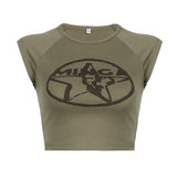 2024 Spring / Summer Women's Fashion Street Trend Hot Girl Star Printed Short-Sleeved Slim T-Shirt