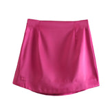 Znbbw Pure Color Simple Silk Satin Sensitive Mini Skirt In Spring