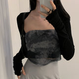 2025 New Summer Fashion Women's Wear Ultra-Short Solid Color Slim Long-Sleeved Sunscreen Jacket