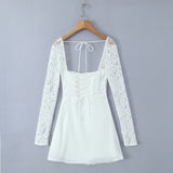 Znbbw New Lace Sleeve Steel Support Slim Mini Dress In Autumn