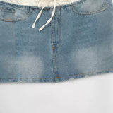 Znbbw New Spring Style Literature And Art Retro Style Tie Slim And Show Thin Spliced Denim Skirt 6688012