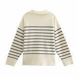 Znbbw New Winter Sweater With Loose Stripes And Casual Sweaters