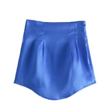 Znbbw Pure Color Simple Silk Satin Sensitive Mini Skirt In Spring