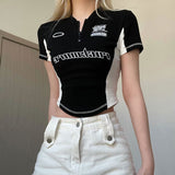 2024 Spring And Autumn New Splicing Color Thin Ins Embroidered Street Zipper Function T-Shirt