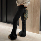 Ins Fashion Trend Pure Color Spicy Girls Low Waist Hip Base Wide Leg Leisure Trumpet Trousers 2024 New Style